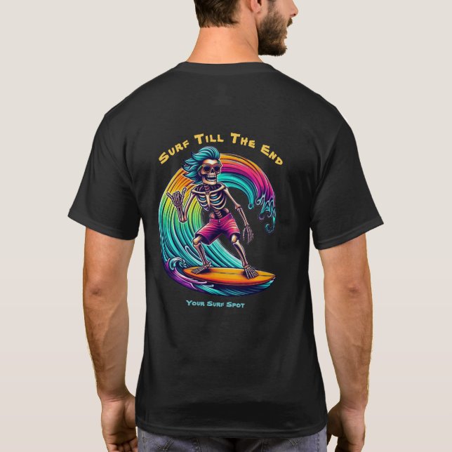 T-shirt Skeleton Surfer En Vague (Dos)