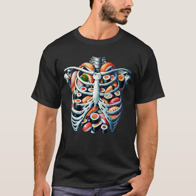 T-shirt Skeleton Sushi Lover Japonais Nourriture drôle (Devant)