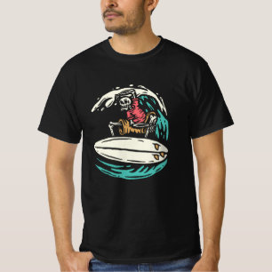 T-SHIRT SKELETON WAVE RIDER SURF WAVES