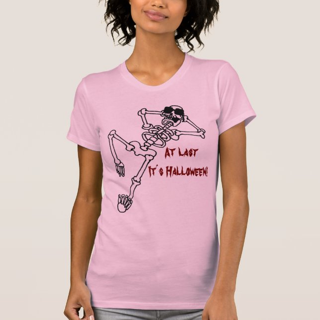 T-shirt Skeleton with sunglasses resting. Halloween. (Devant)