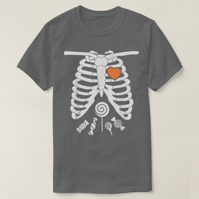 T-shirt Skeleton X Ray Candy Rib Câble Halloween T  (Design devant)