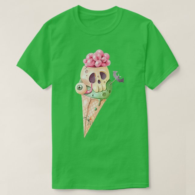 T-shirt Skeleton Yummy Ice Cream (Design devant)