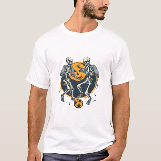 T-shirt Skeletons au football avec Halloween (Devant)