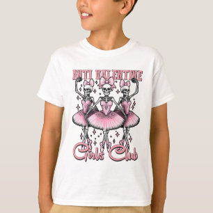 T-shirt Skeletons club filles anti-valentin en rose