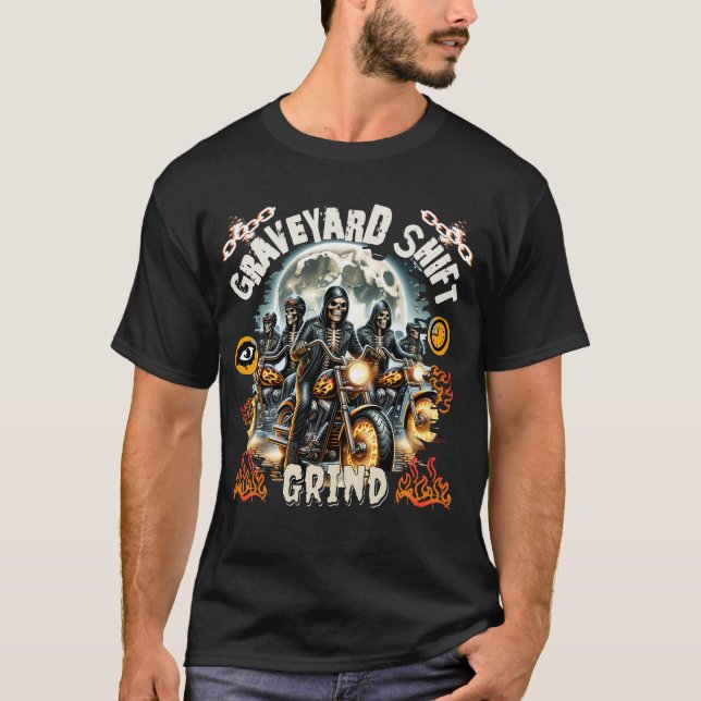 T-shirt Skeletons de motoneige Graveyard Shift (Devant)