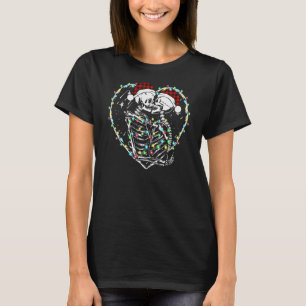 T-shirt Skeletons de Noël embrasser Horreur Noël Lumières