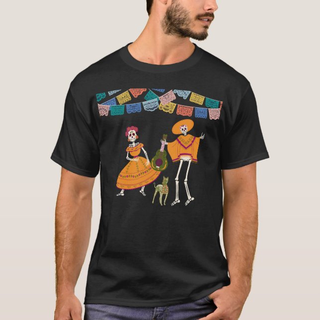 T-shirt Skeletons Dia De Los Muertos (Devant)