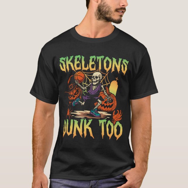 T-shirt Skeletons Dunk Too Sports Halloween (Devant)