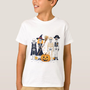 T-shirt Skeletons Et Amis En Costumes Automne Salle De Sai
