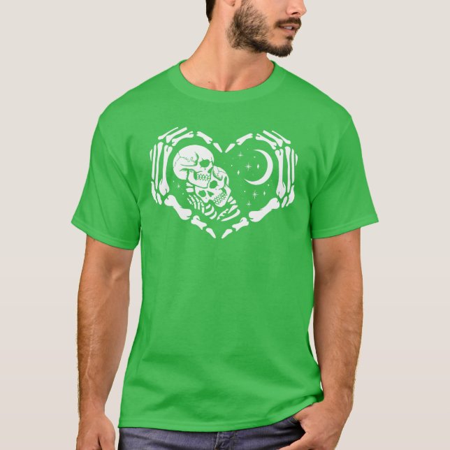 T-shirt Skeletons In Love In Heart Shape Skeleton Hands (Devant)