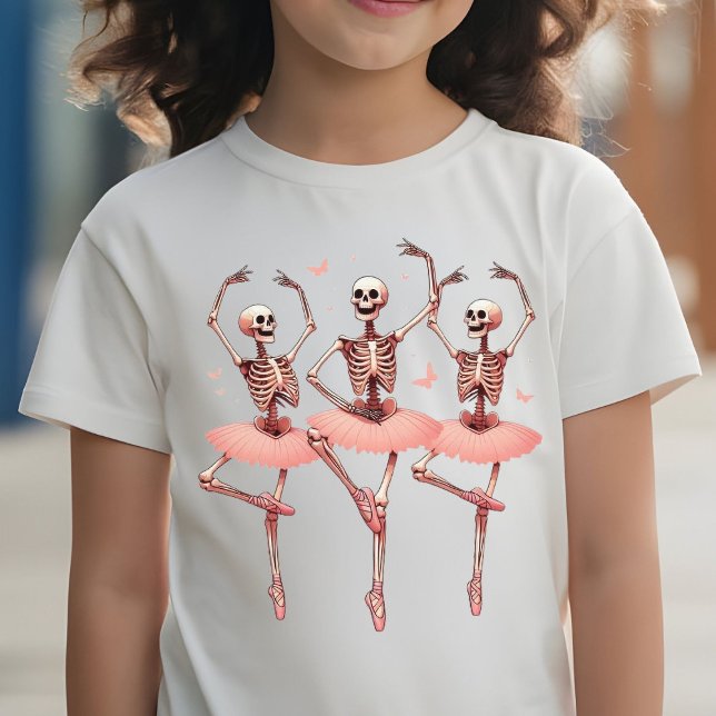T-shirt Skeletts et papillons Halloween rose (Créateur téléchargé)
