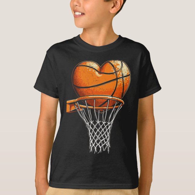 T-shirt Sketll Coeur Valentines Jour Sports Garçons Jeunes (Devant)