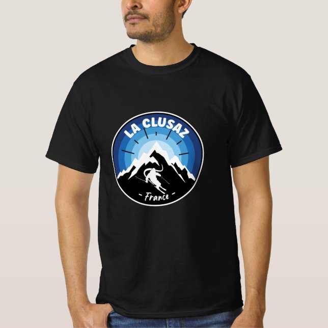T-shirt Ski À La Clusaz France Bleu (Devant)