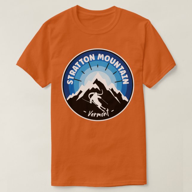 T-shirt Ski À Stratton Mountain Vermont Blue (Design devant)