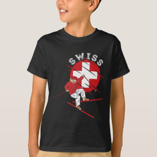 T-shirt Ski alpin suisse Schweiz Racines Suisse Drapeau