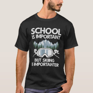 T-shirt Ski Amusant Art Pour Garçons Filles Enfants Ski Sk