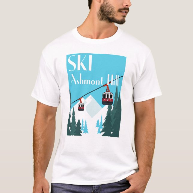 T-shirt Ski Ashmont Hill Retro Style d'affiche de ski - Bl (Devant)