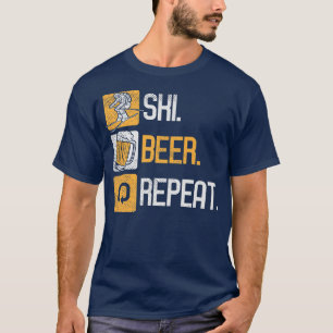 T-shirt Ski Beer Repeat Funny Winter Snow Sports Alpine No