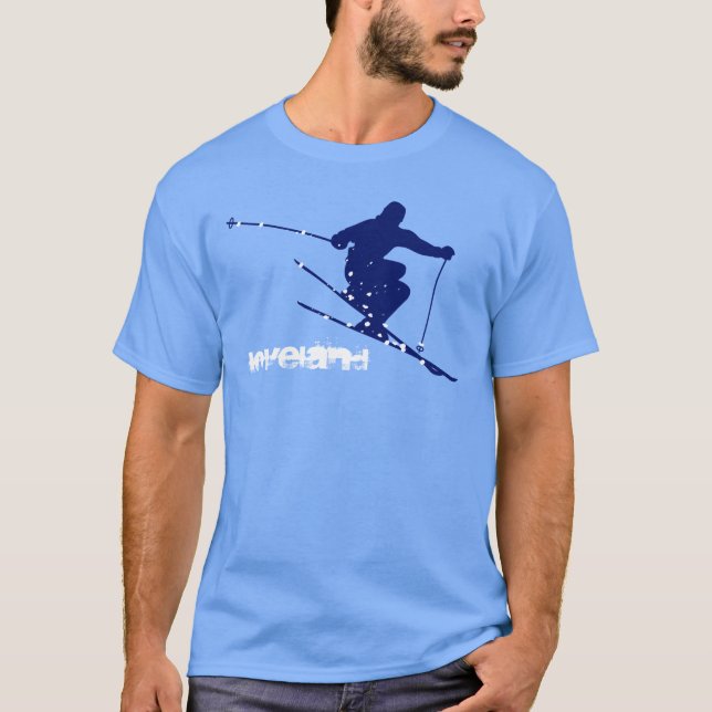 T-shirt Ski bleu de neige de Loveland (Devant)