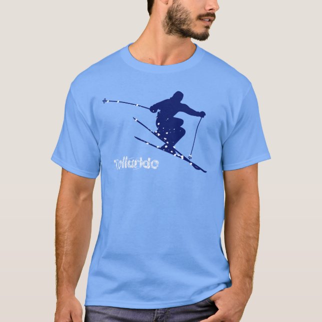 T-shirt Ski bleu de neige de tellurure (Devant)