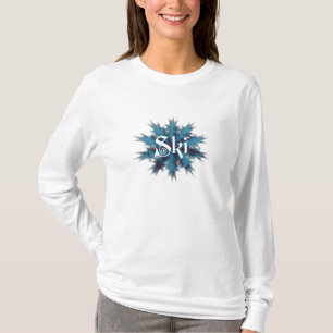 T-shirt Ski bleu et rouge de flocon de neige