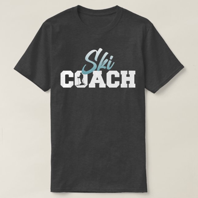 T-shirt Ski Coach Ski Ski Snowboard Sports d'hiver Gra (Design devant)