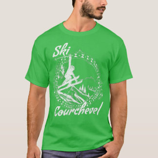 T-shirt Ski Courchevel, France Vintage Snow Skiing Vacatio