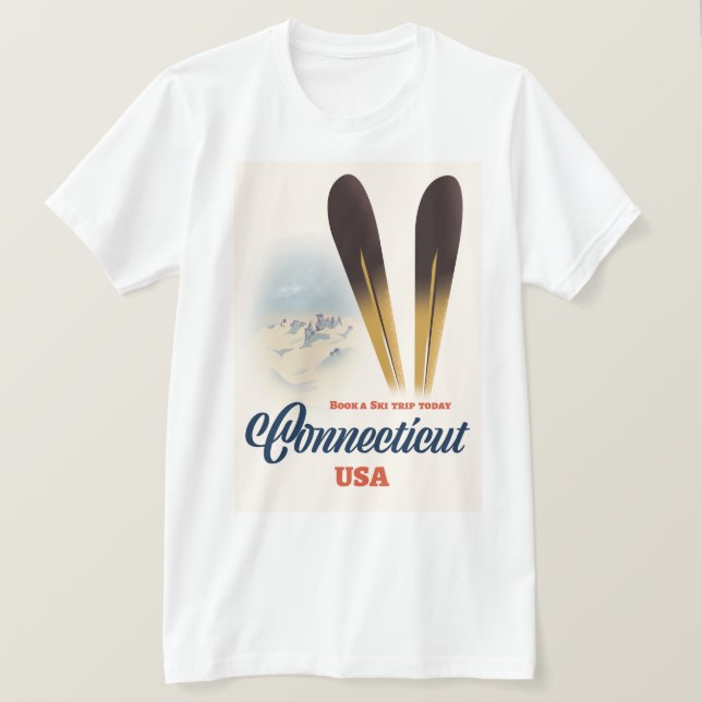 T-shirt ski dans le Connecticut (Design devant)