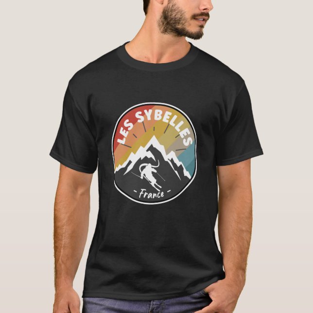 T-shirt Ski Dans Les Sybelles France Lined (Devant)