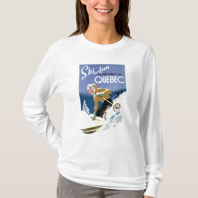 T-shirt Ski de femme - affiche anglaise et française (Devant)