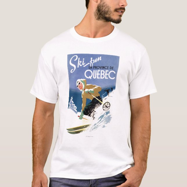 T-shirt Ski de femme - affiche anglaise et française (Devant)