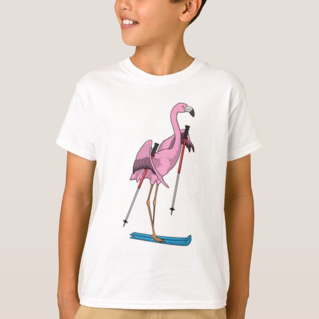 T-shirt Ski de Flamant rose (Devant)