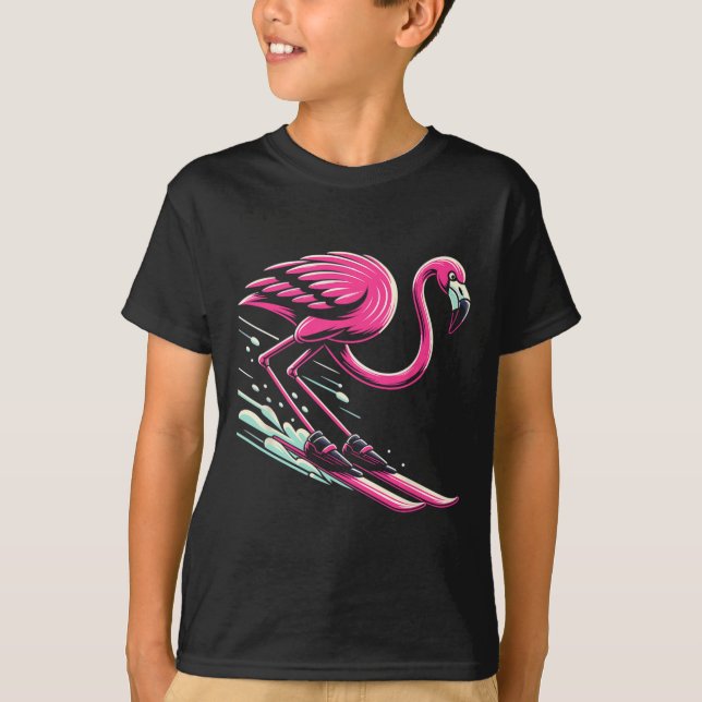 T-shirt Ski De Flamant rose Amateur De Ski Ski Pour Hommes (Devant)