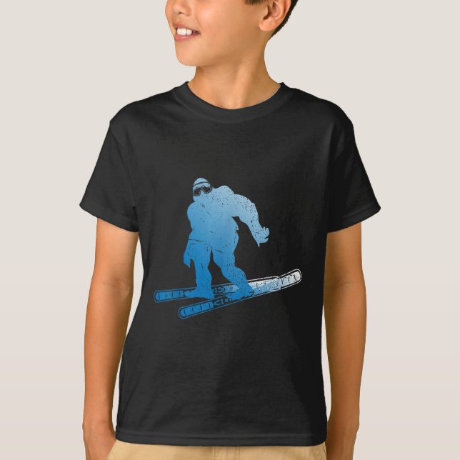 T-shirt Ski de fond Sasquatch Ski Cryptide Cryptozoologie  (Devant)