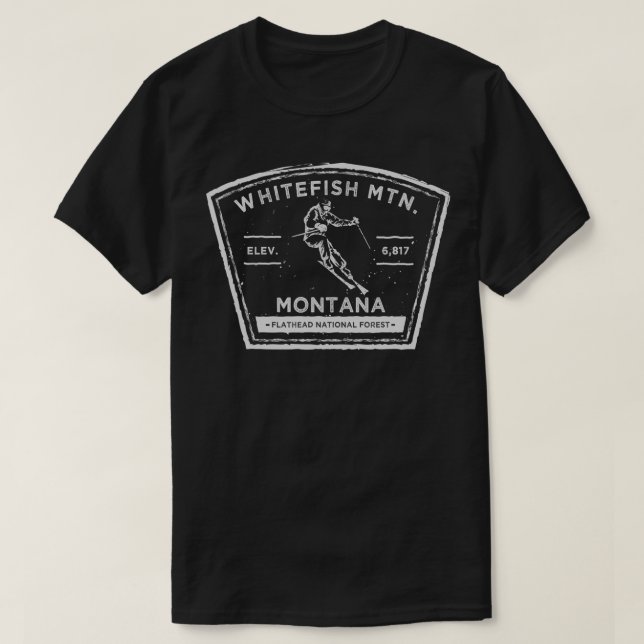 T-shirt Ski de neige du Montana de Whitefish (Design devant)