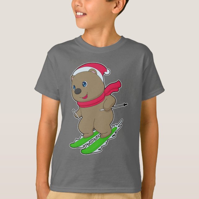 T-shirt Ski de Noël de l'ours (Devant)