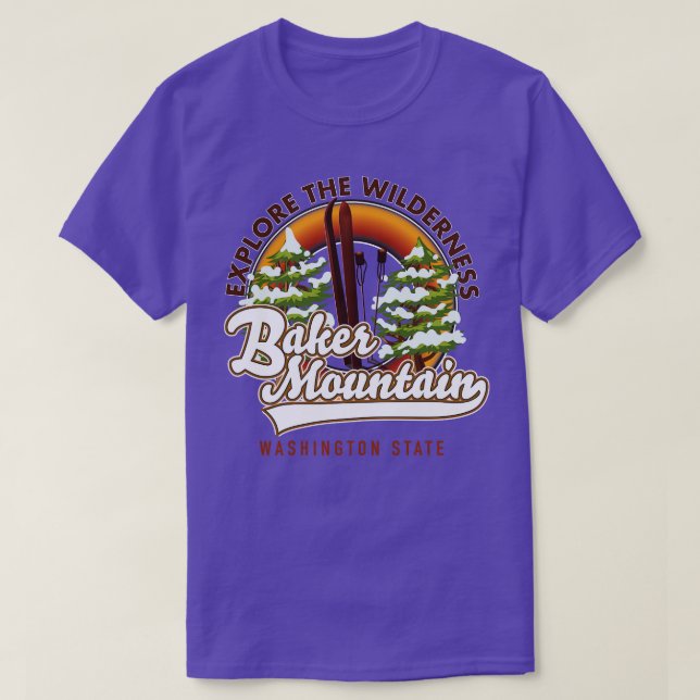 T-shirt Ski d'état de Baker Mountain Washington (Design devant)