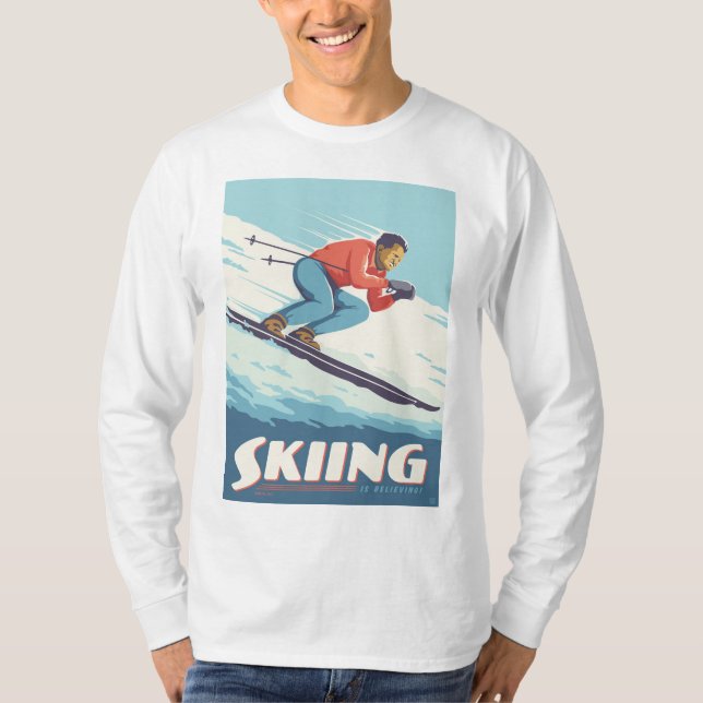 T-shirt Ski est croire Retro Print (Devant)