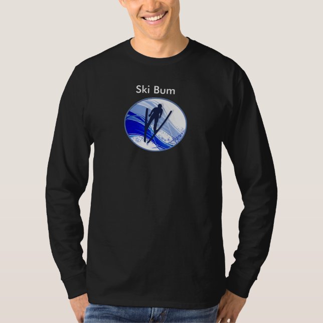 T-shirt Ski et flocons de neige (Devant)