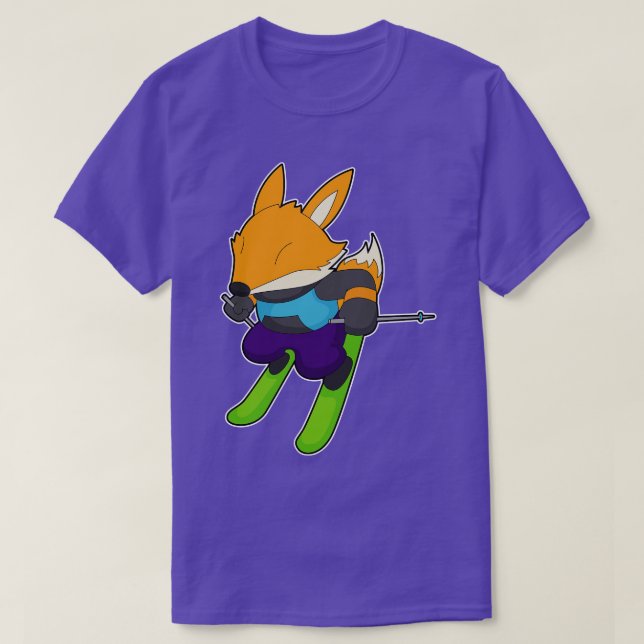 T-shirt Ski Fox Skier Sports d'hiver (Design devant)