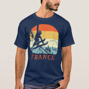 T-shirt Ski France Vintage Retro Vacances ski de neige