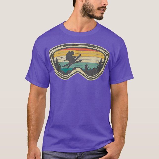 T-shirt Ski Goggles Mountain Snow Skiing Retro Winter (Devant)