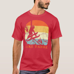 T-shirt Ski Lake Tahoe, Californie Vintage Rétro Peau de N
