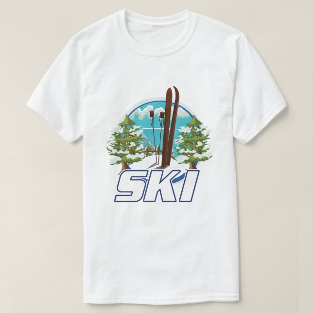T-shirt Ski, logo d'affiche de ski. (Design devant)