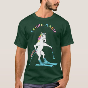 T-shirt Ski Magic Unicorn Outline