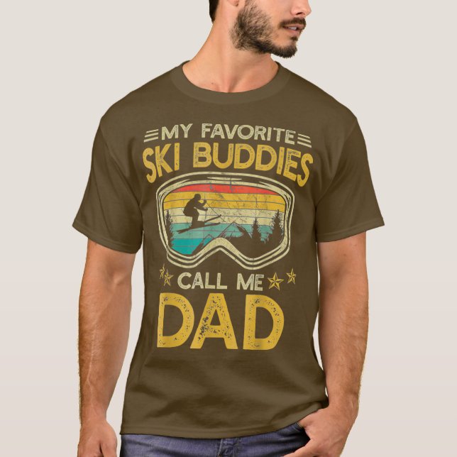 T-shirt Ski Mes Amoureux De Ski Préférés Appelez-Moi Papa (Devant)