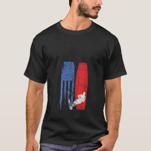T-shirt Ski nautique américain Drapeau Wakeboard Skier