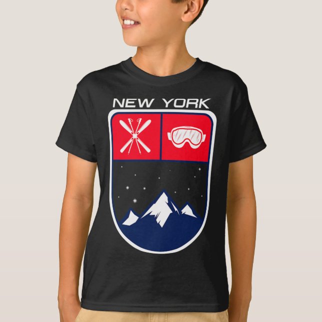 T-shirt Ski New York Mountain Ski Trail Skier Goggle Po (Devant)