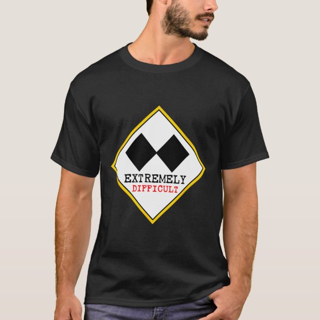 T-shirt Ski noir double extrêmement difficile drôle (Devant)