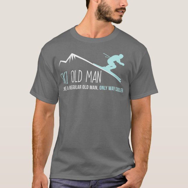 T-shirt Ski Old Man  Funny Cute Winter Skiing Gift (Devant)
